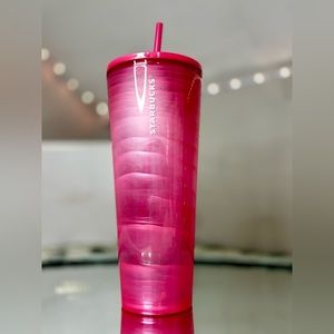 Starbucks Hot Pink Marble Venti Cold Cup Bubble Gum Straw Summer 2023
